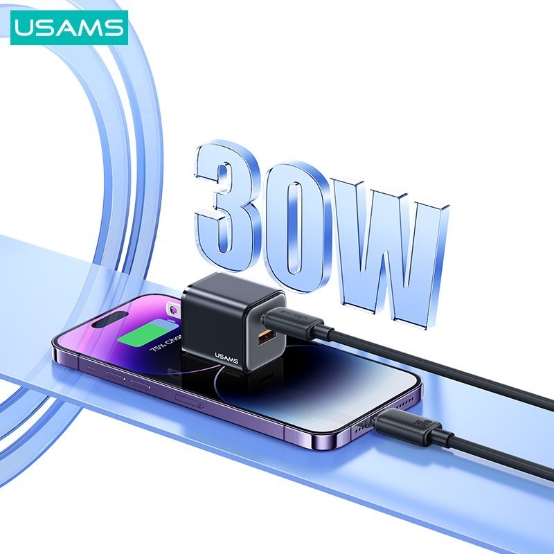 Кабель Usams USB TypeC (M), Lightning (M) черный купить,0