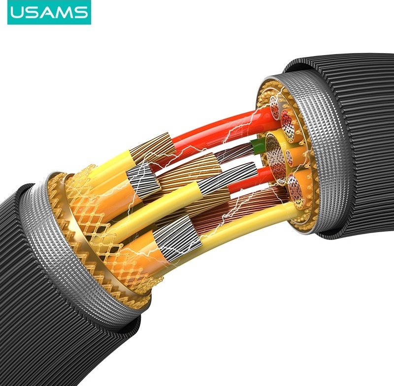 Кабель Usams USB TypeC (M), Lightning (M) черный купить,0