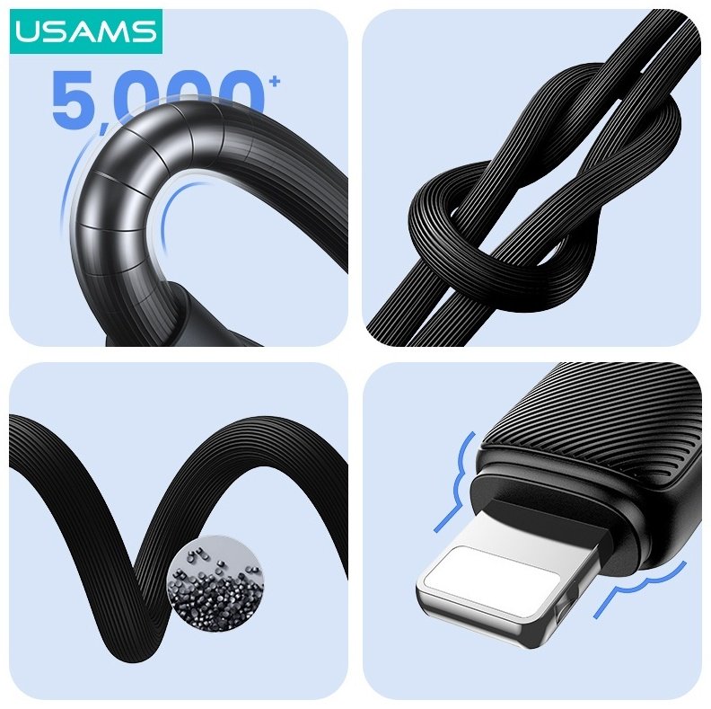Кабель Usams USB TypeC (M), Lightning (M) черный купить,0