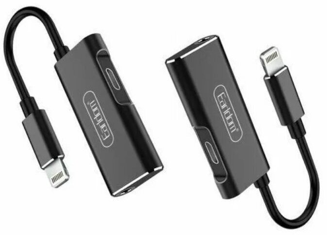 Кабель Earldom 3.5 мм jack (F), Lightning (M), Lightning (F) черный купить,NaN