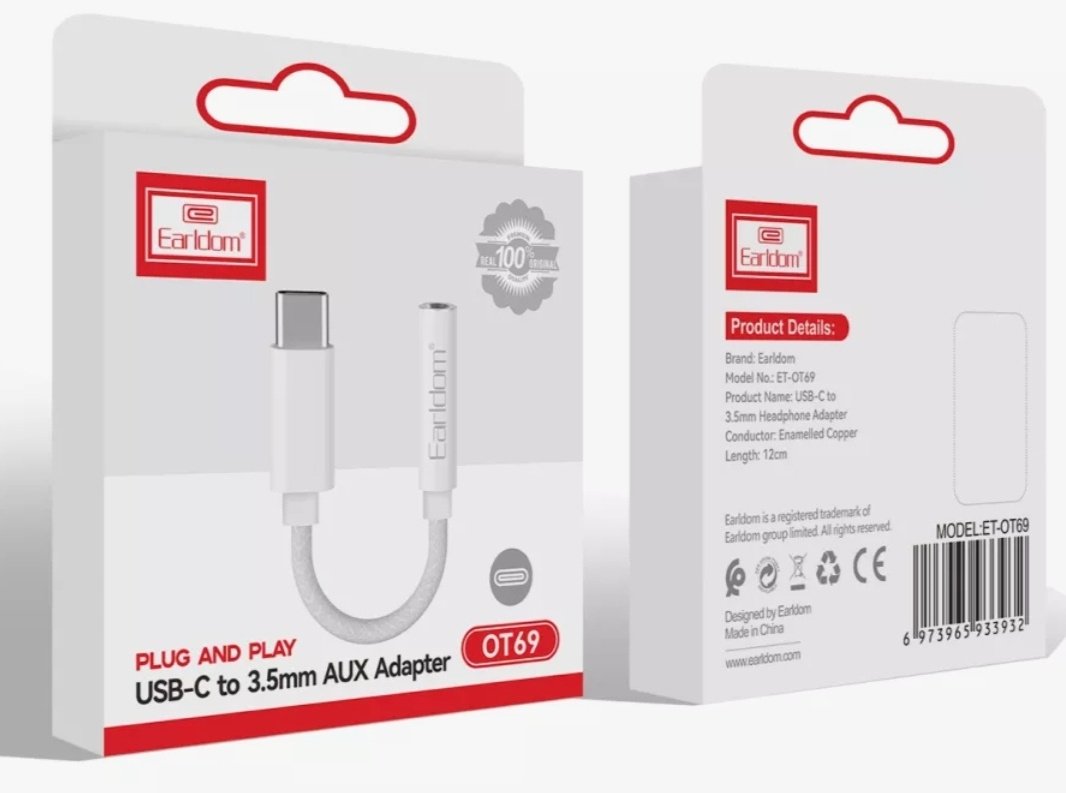 Переходник Earldom USB TypeC (F), 3.5 мм jack (F) белый - ForteMarket Переходник Earldom USB TypeC (F), 3.5 мм jack (F) белый купить,0