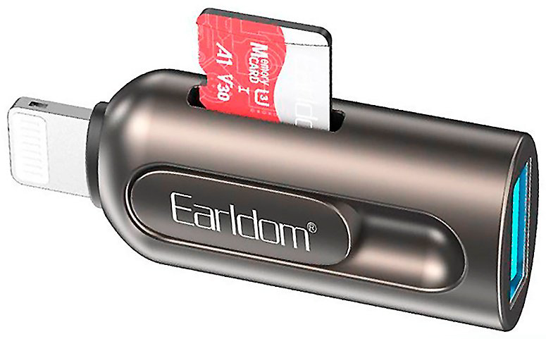 Переходник Earldom Lightning (M), USB 3.0 (F) серебристый купить,NaN