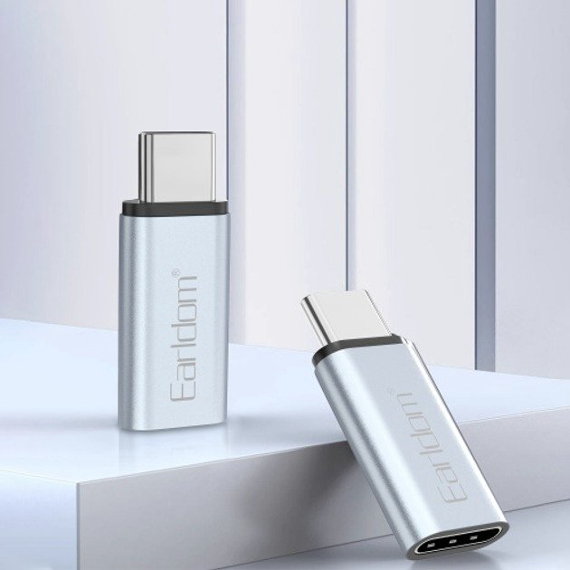 Переходник Earldom Lightning (F), USB TypeC (M) серебристый купить,NaN