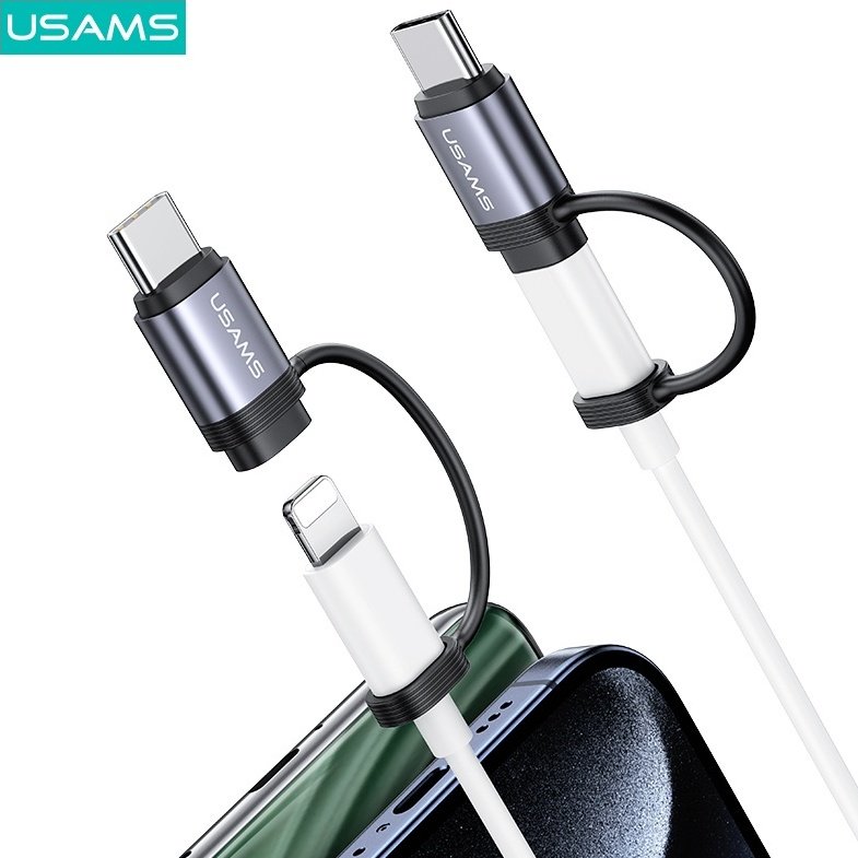 Переходник Usams Lightning (F), USB TypeC (M) серый купить,0