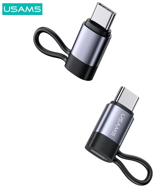 Переходник Usams Lightning (F), USB TypeC (M) серый купить,NaN