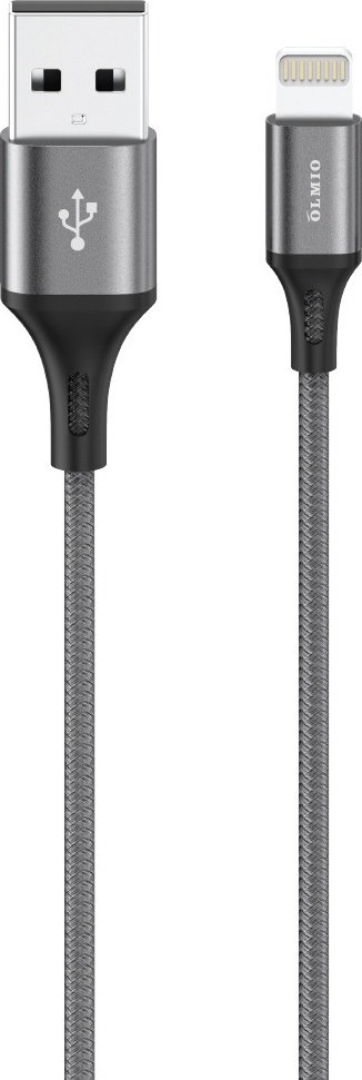 Кабель OLMIO Lightning (M), USB 2.0 (M) серый