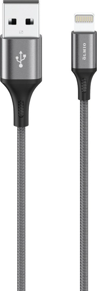 Кабель OLMIO Lightning (M), USB 2.0 (M) серый купить,NaN