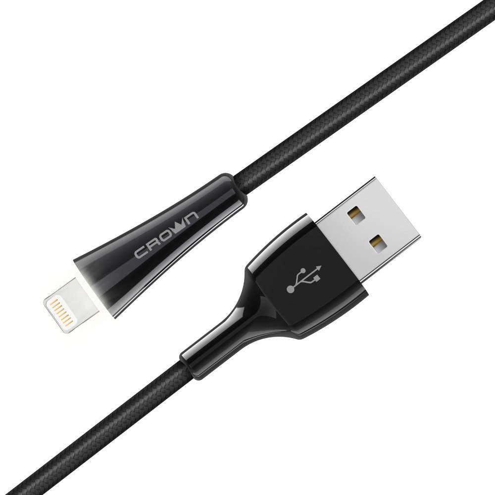 Кабель CROWN Lightning, USB 2.0 (M) черный