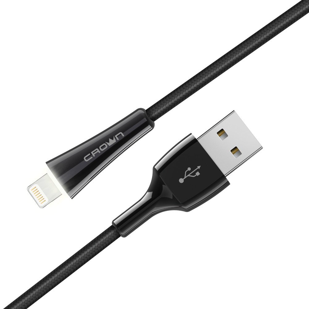 Кабель CROWN Lightning, USB 2.0 (M) черный купить,NaN