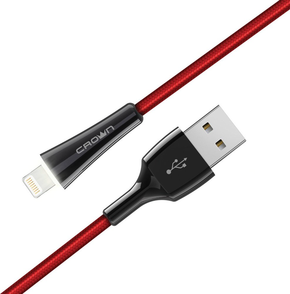 Кабель CROWN Lightning, USB 2.0 (M) красный купить,NaN