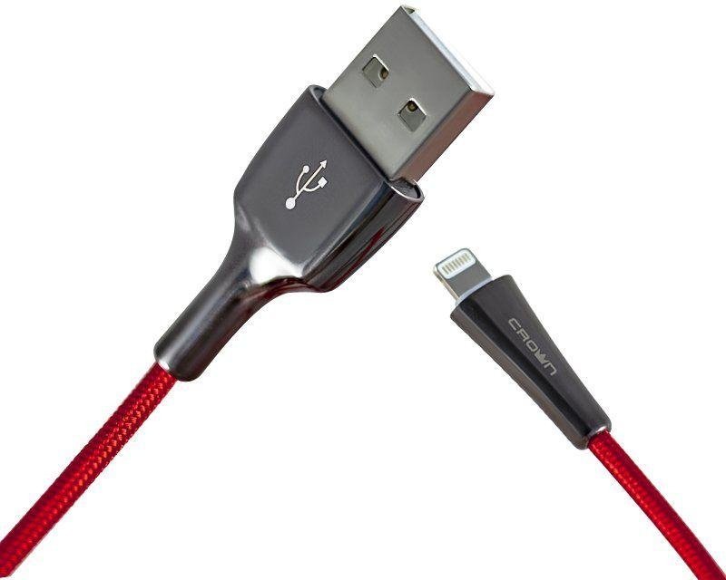 Кабель CROWN Lightning, USB 2.0 (M) красный купить,0