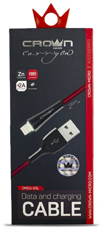Кабель CROWN Lightning, USB 2.0 (M) красный купить,NaN