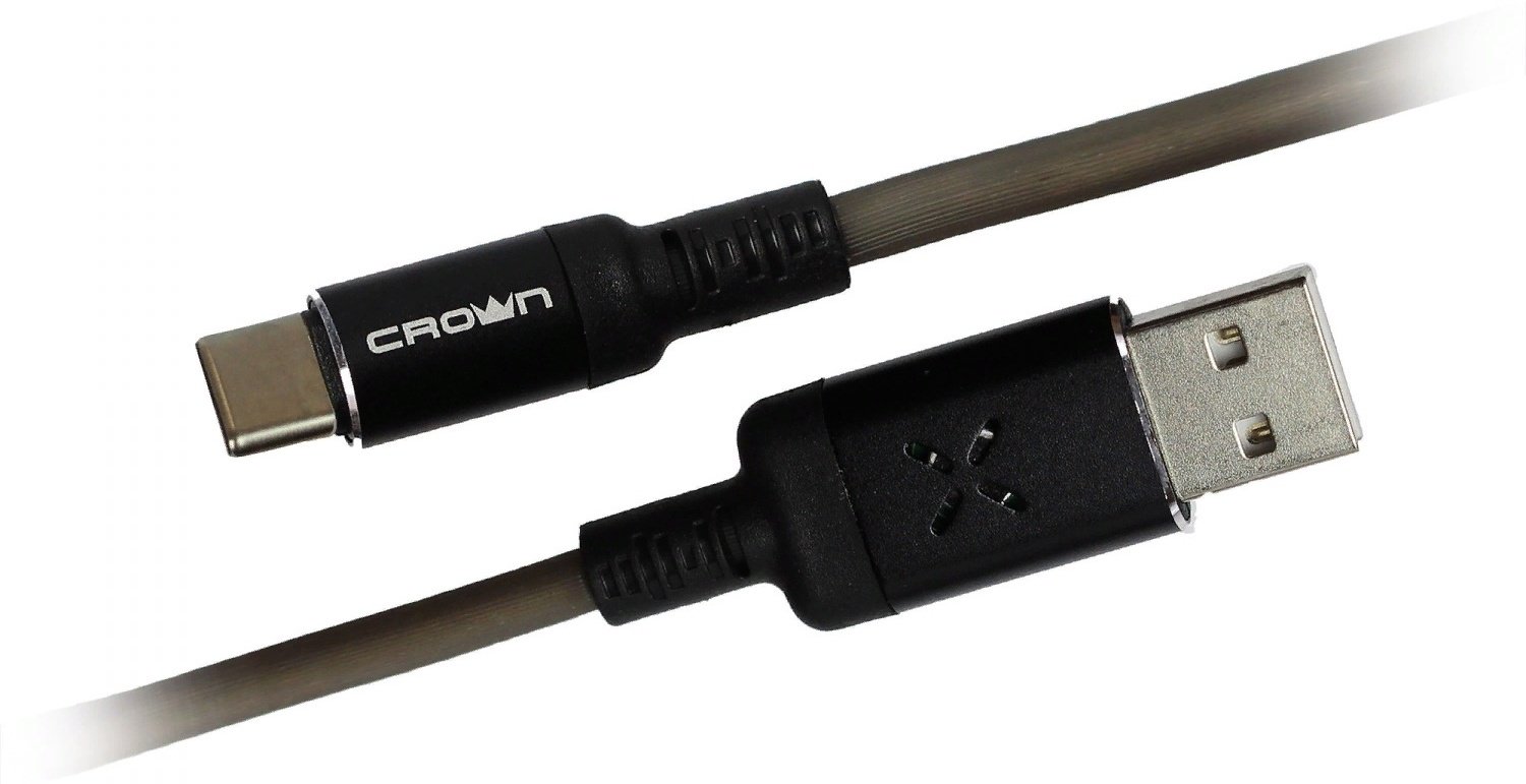 Кабель CROWN USB 2.0 (M), USB TypeC (M) черный
