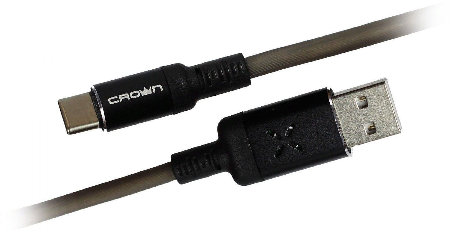 Кабель CROWN USB 2.0 (M), USB TypeC (M) черный купить,NaN