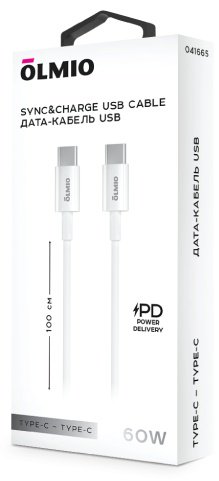 Кабель OLMIO USB TypeC (M) белый купить,0