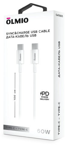 Кабель OLMIO USB TypeC (M) белый купить,NaN