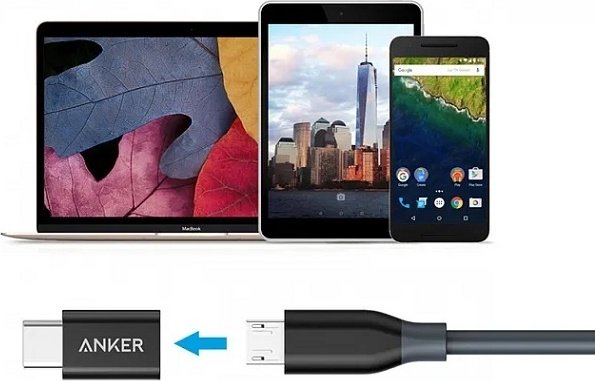 Переходник Anker USB TypeC (M), micro-USB 2.0 (F) черный