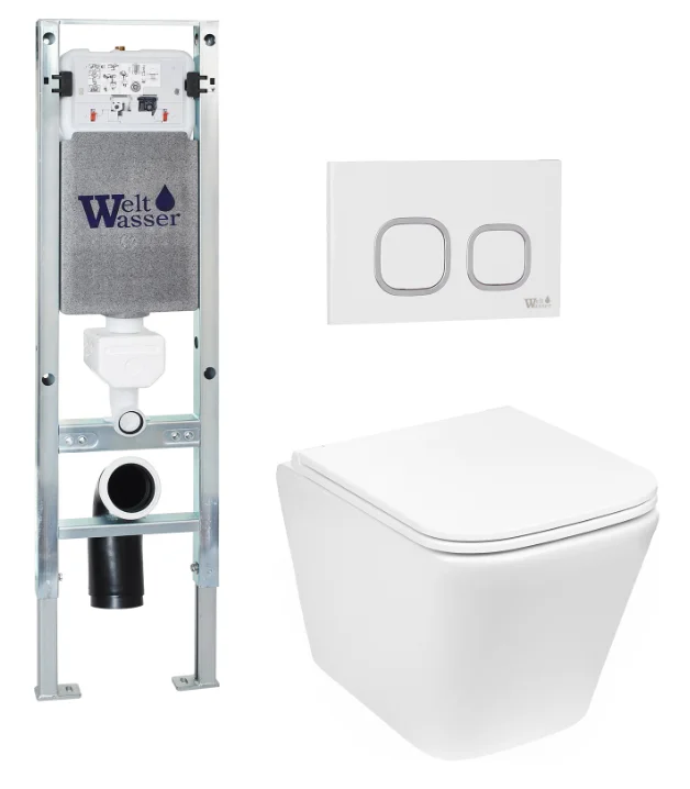 Комплект Инсталляция WeltWasser AG350ST32 AMBERG 350 ST + GELBACH 043 GL-WT + AMBERG RD-WT белый купить,NaN