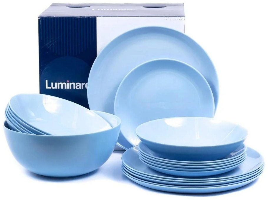 Сервиз на 6 персон Luminarc Diwali Light Blue, предметов: 19, столовый, стекло купить,NaN