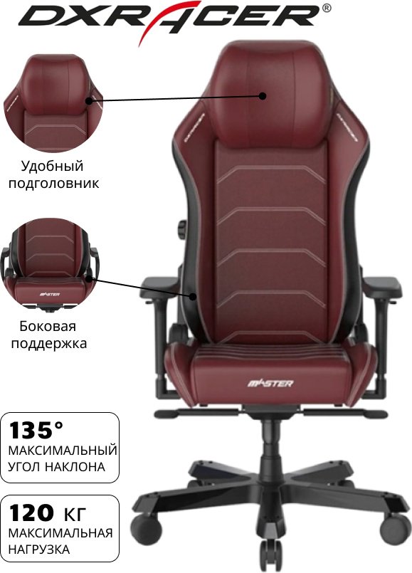 Игровое кресло DXRacer Master, черный, красный