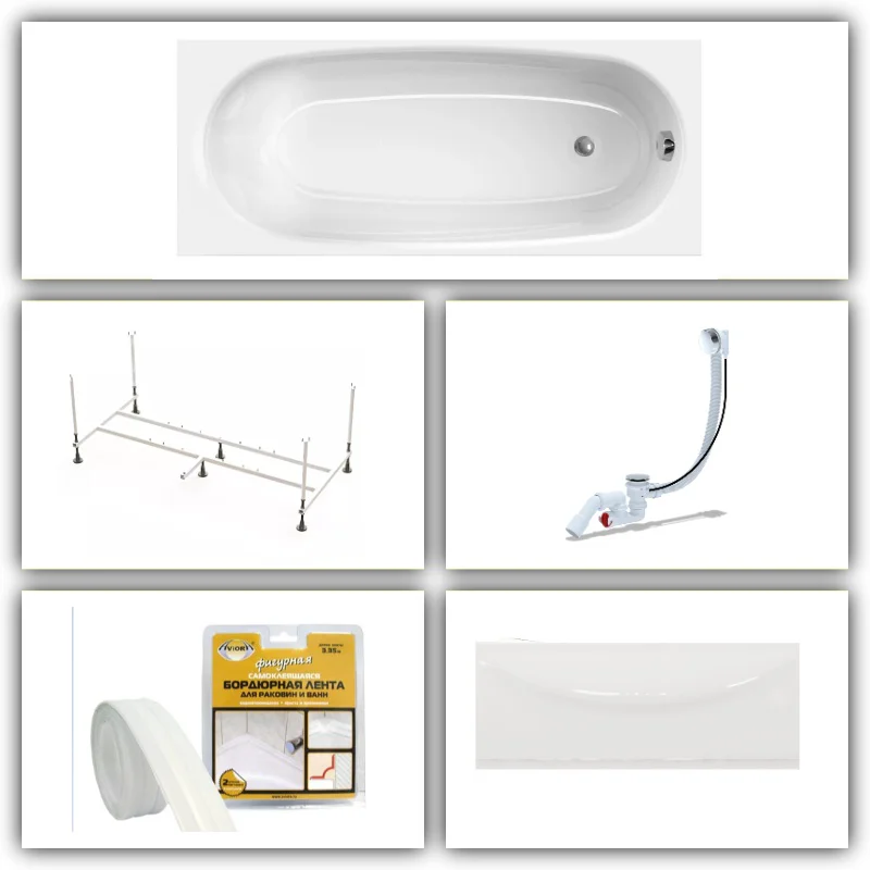 Ванна Domani-Spa Standard 160x70x41см с каркасом, сифоном и экраном