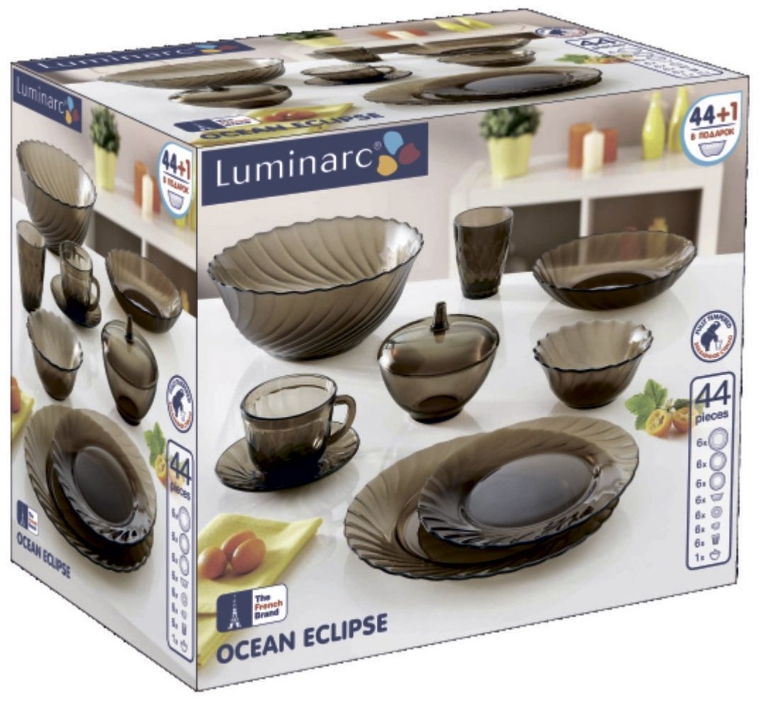 Сервиз на 6 персон Luminarc Ocean Eclipse, предметов: 45, чайно-столовый, стекло - ForteMarket Сервиз на 6 персон Luminarc Ocean Eclipse, предметов: 45, чайно-столовый, стекло купить,0