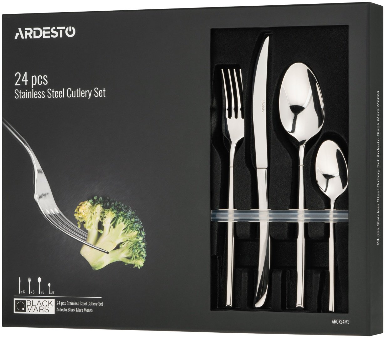 Набор столовых приборов Ardesto 24 шт, серебристый AR0724MS - ForteMarket Набор столовых приборов Ardesto 24 шт, серебристый AR0724MS купить,0