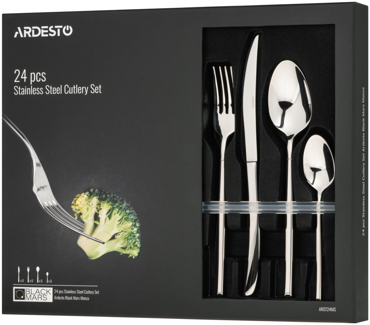 Набор столовых приборов Ardesto 24 шт, серебристый AR0724MS купить,53572