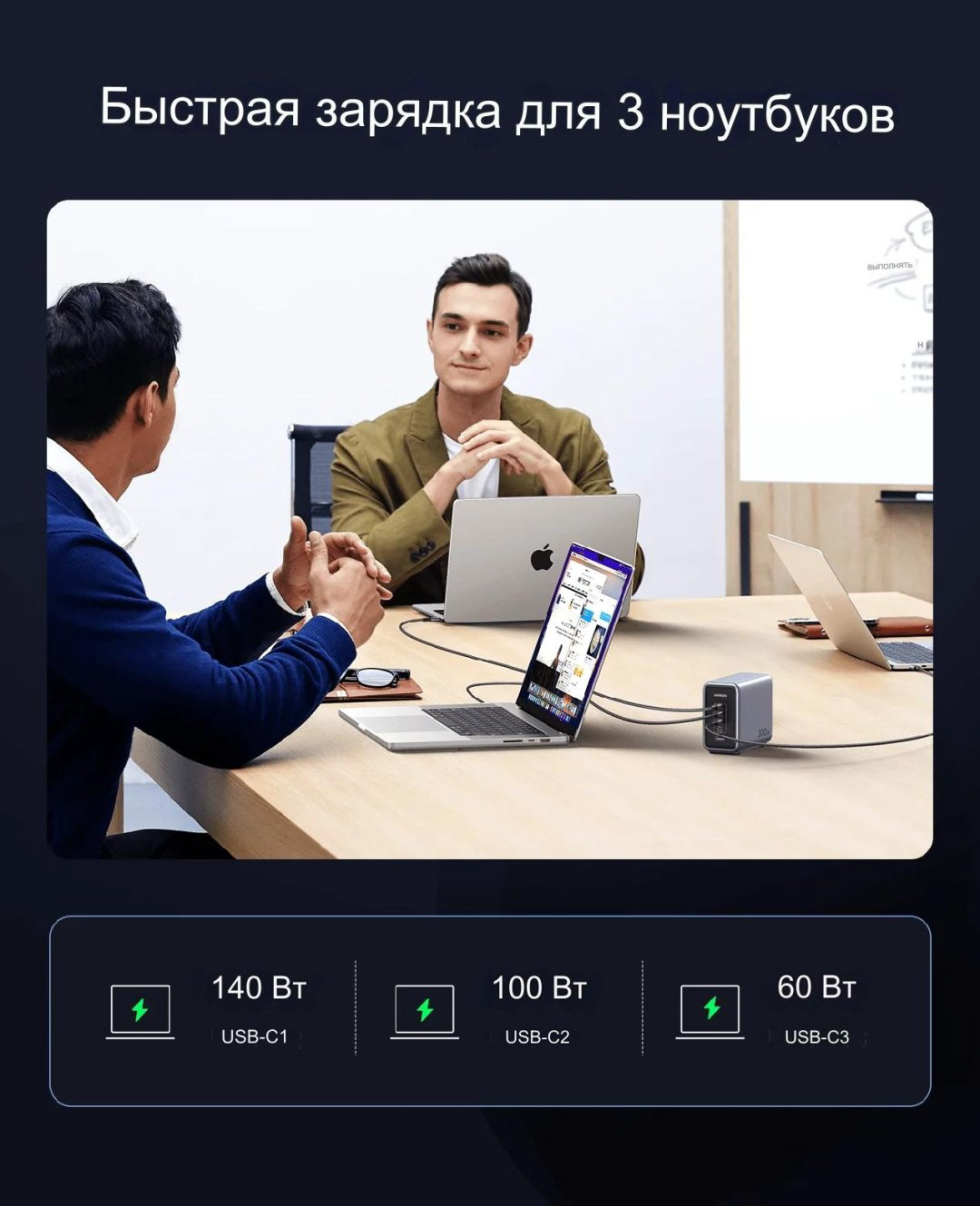 Зарядное устройство Ugreen Nexode 300W 5-Port PD Gan Fast Charger серый купить,NaN
