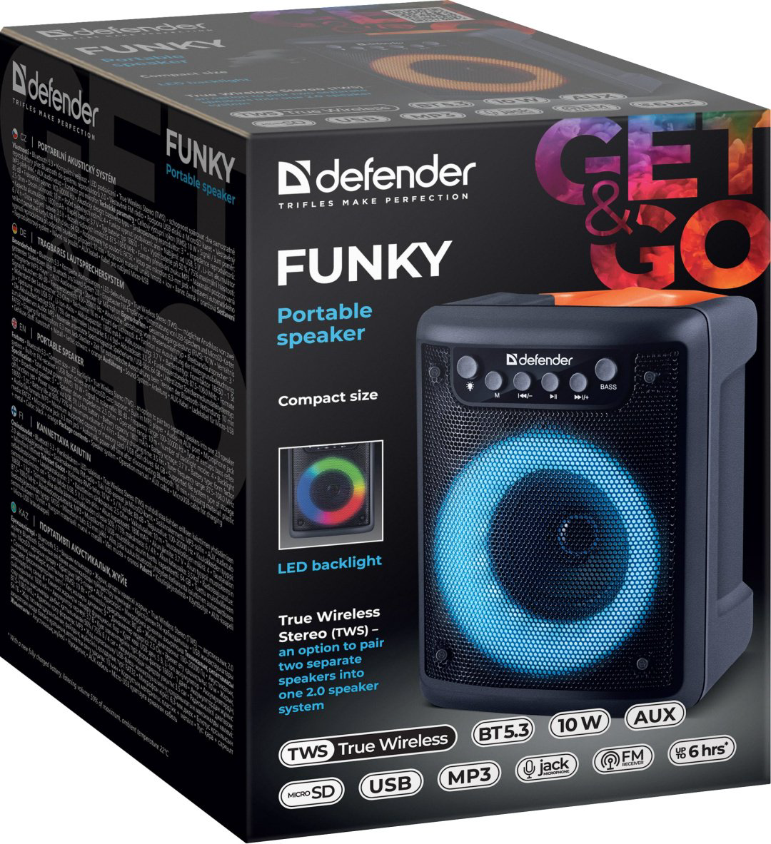 Портативная колонка Defender Funky черный купить,7332