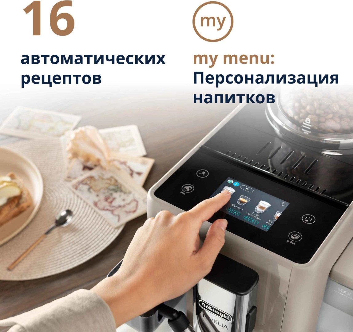 Кофемашина Delonghi Rivelia Perfetto EXAM440.55.BG бежевый купить,0