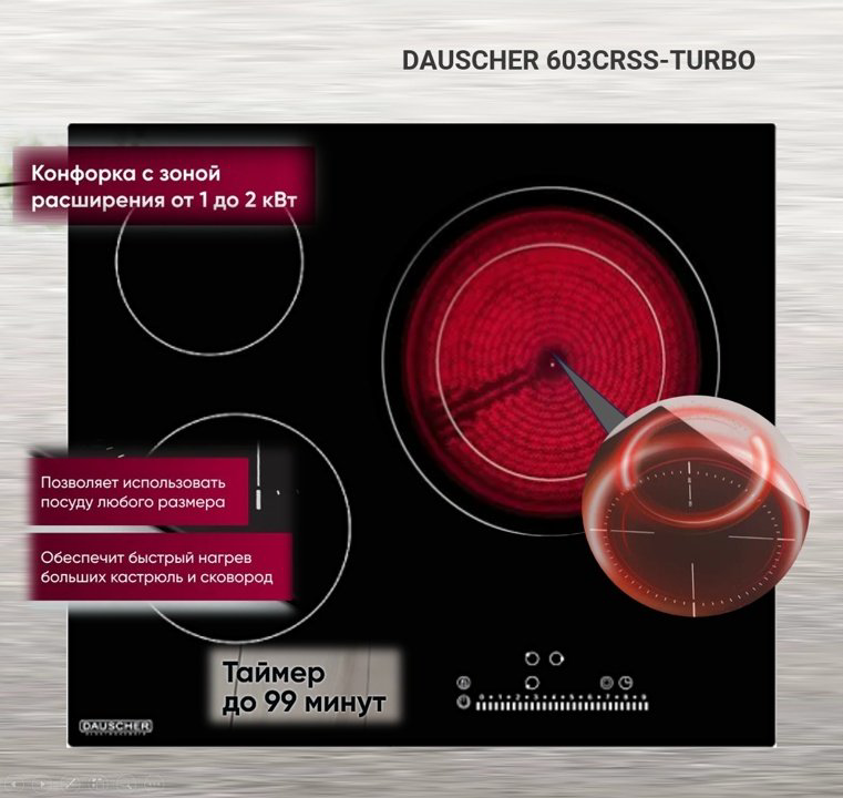 Варочная поверхность DAUSCHER 603CRSS черный купить,NaN