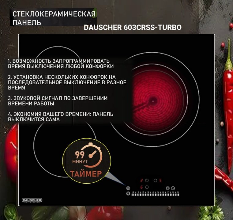 Варочная поверхность DAUSCHER 603CRSS черный купить,NaN