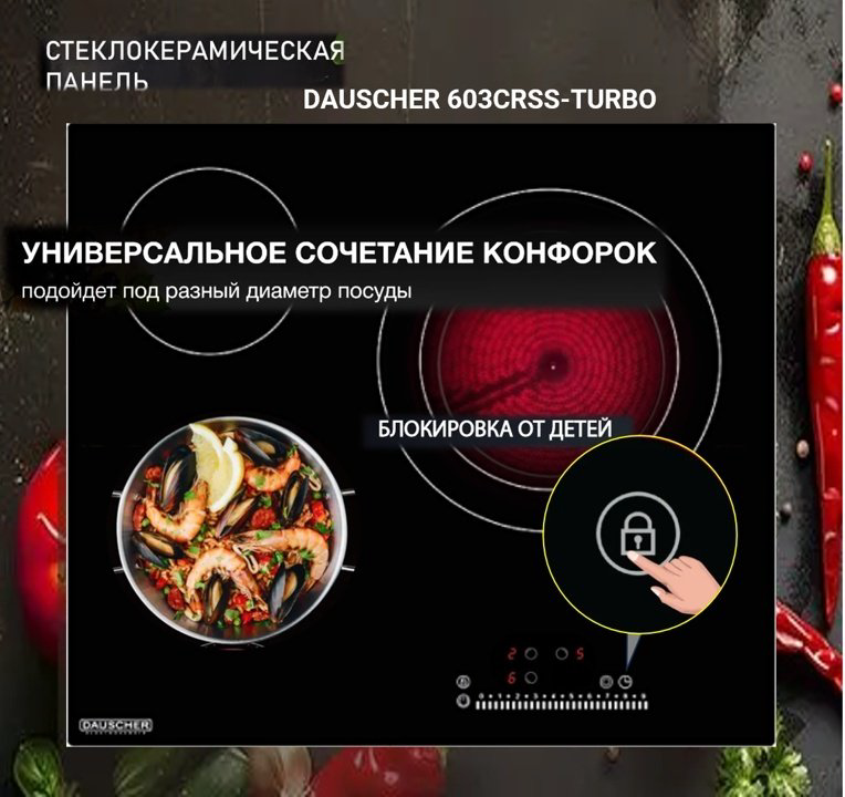 Варочная поверхность DAUSCHER 603CRSS черный купить,NaN