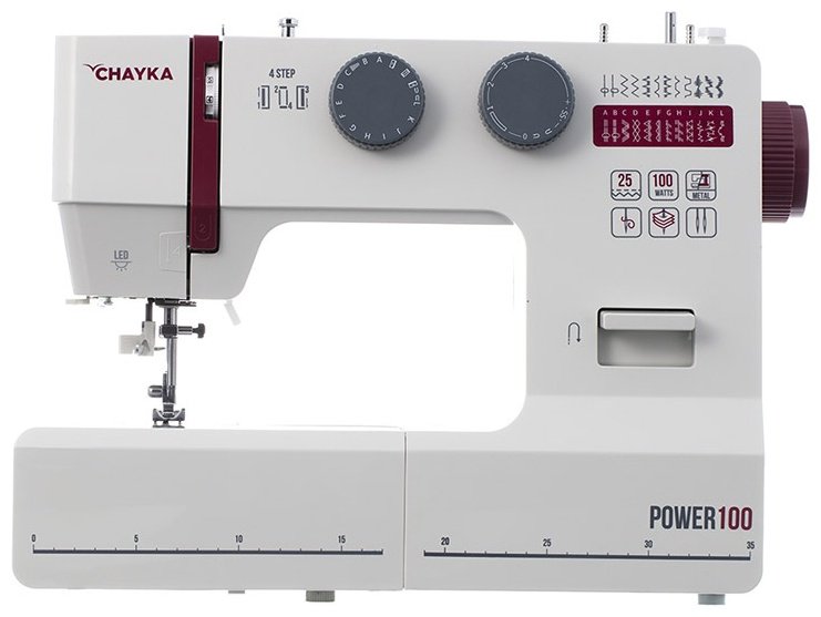 Швейная машина CHAYKA POWER 100 белый, серый, бордовый