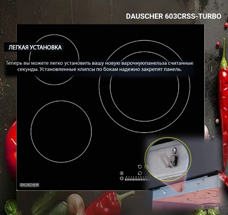 Варочная поверхность DAUSCHER 603CRSS черный купить,NaN