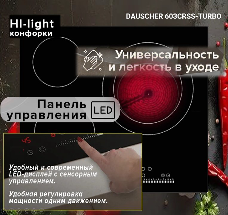 Варочная поверхность DAUSCHER 603CRSS черный купить,NaN