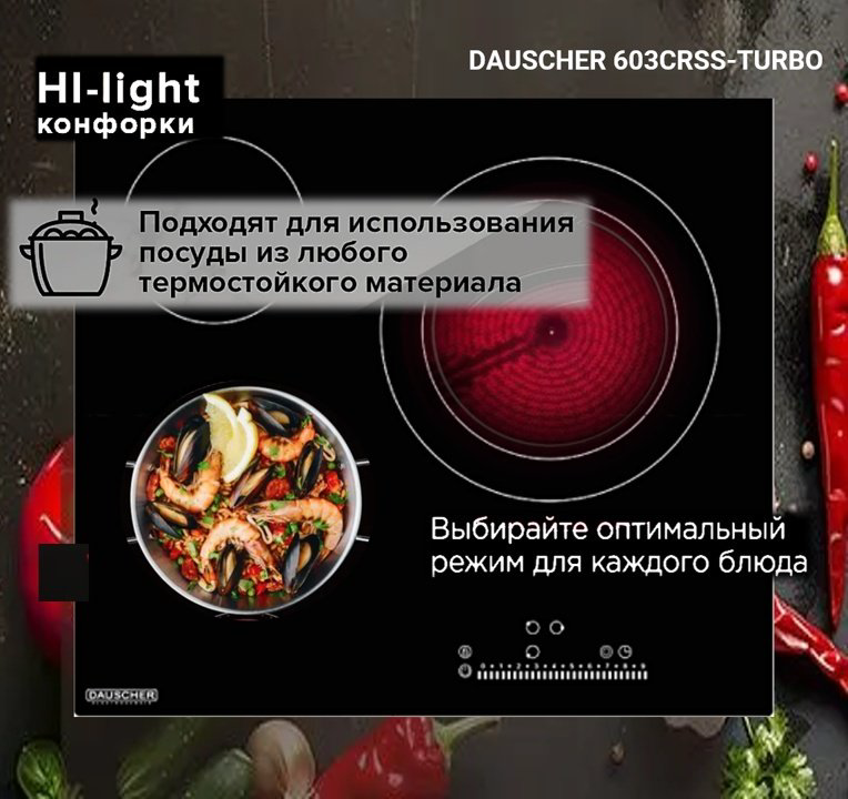 Варочная поверхность DAUSCHER 603CRSS черный купить,NaN