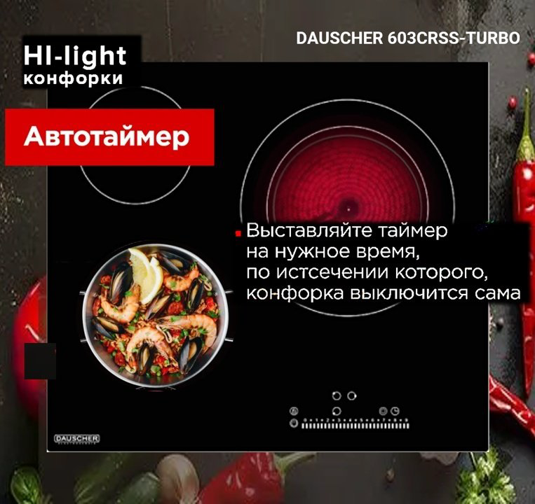 Варочная поверхность DAUSCHER 603CRSS черный купить,NaN