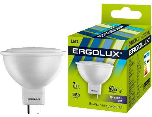Ergolux 7W GU5.3, светодиодная, естественный белый купить,NaN