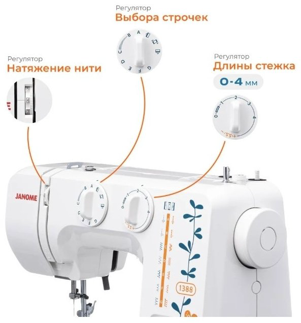 Швейная машина Janome 1388 белый купить,NaN