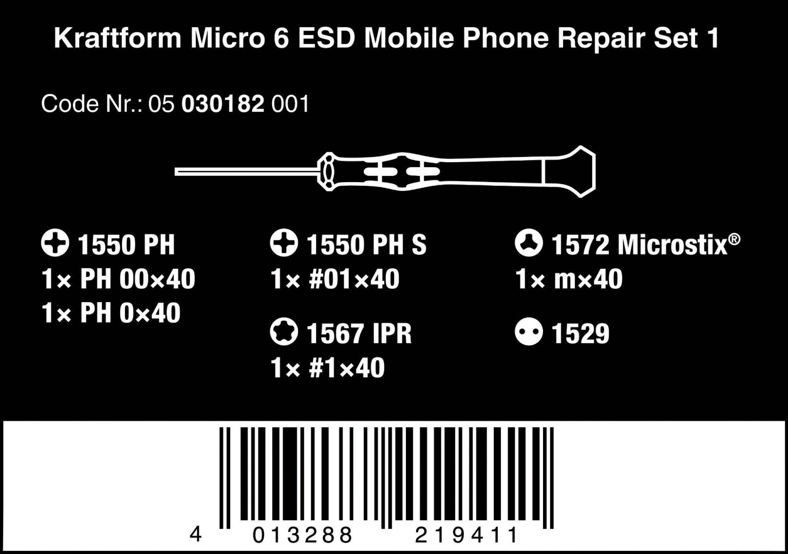 Набор универсальный 6 в 1 Wera Kraftform Micro 6 ESD купить,NaN