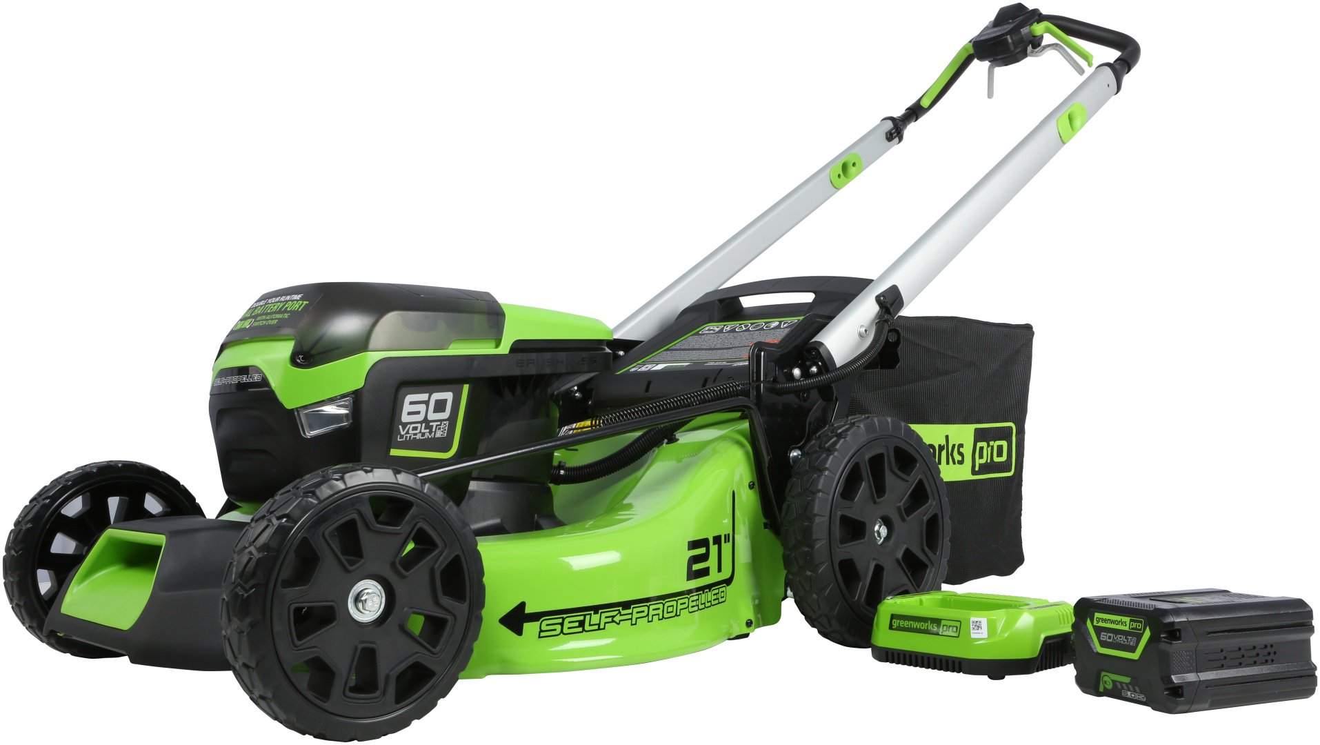 Газонокосилка самоходная аккумуляторная Greenworks 2514307UB c 1хАКБ 4Ач и ЗУ купить,0