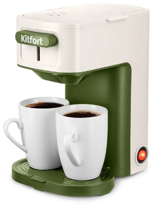 Кофеварка Kitfort KT-7618 белый, бежевый, зеленый - ForteMarket Кофеварка Kitfort KT-7618 белый, бежевый, зеленый купить,0