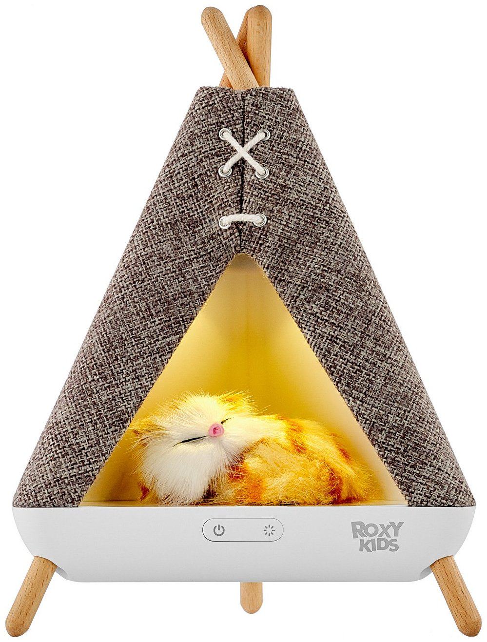 ROXY ночник Вигвам с котенком, пластик, дерево, ткань купить,NaN
