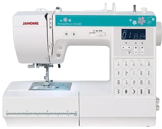 Швейная машина Janome HomeDecor 6180 белый, синий