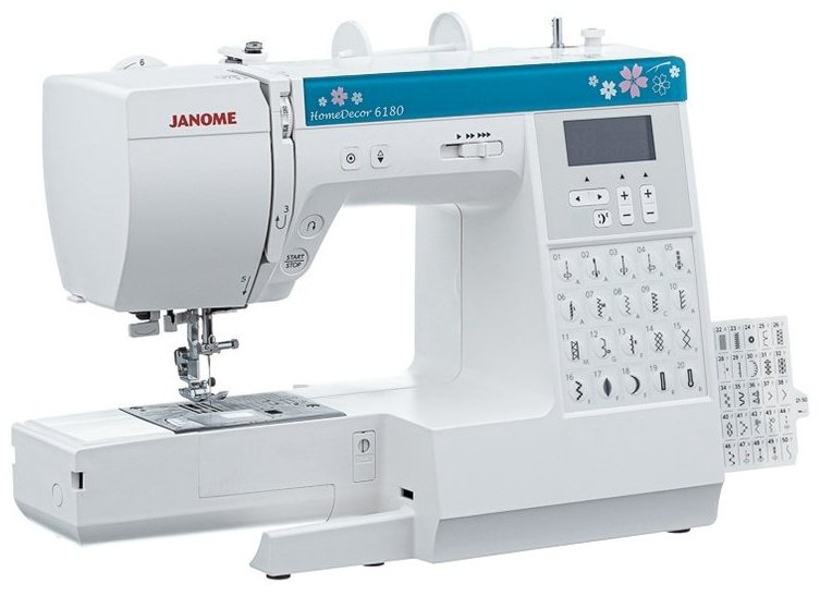 Швейная машина Janome HomeDecor 6180 белый, синий купить,NaN