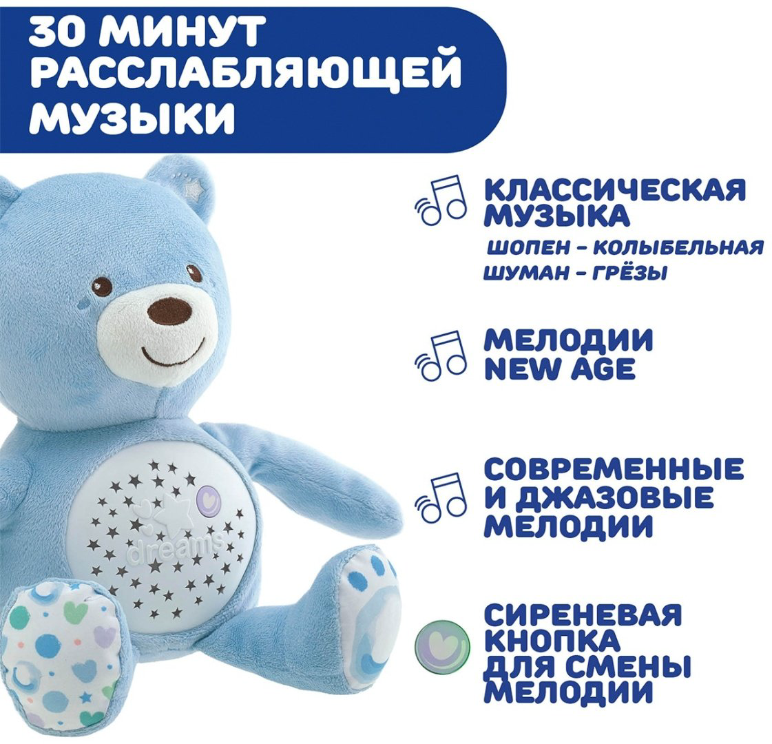 Chicco ночник Мишка, ткань, пластик купить,NaN