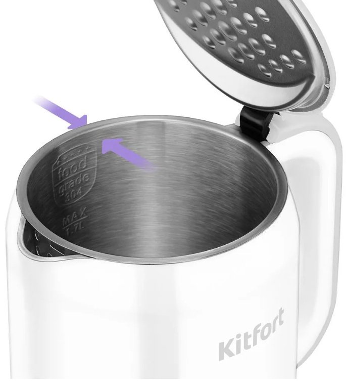 Электрочайник Kitfort KT-6699 белый, черный, серый, серебристый, стальной - ForteMarket Электрочайник Kitfort KT-6699 белый, черный, серый, серебристый, стальной купить,0