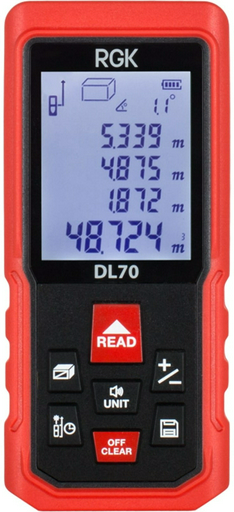 Лазерный дальномер RGK 4610011873911, дальность до 70 м
